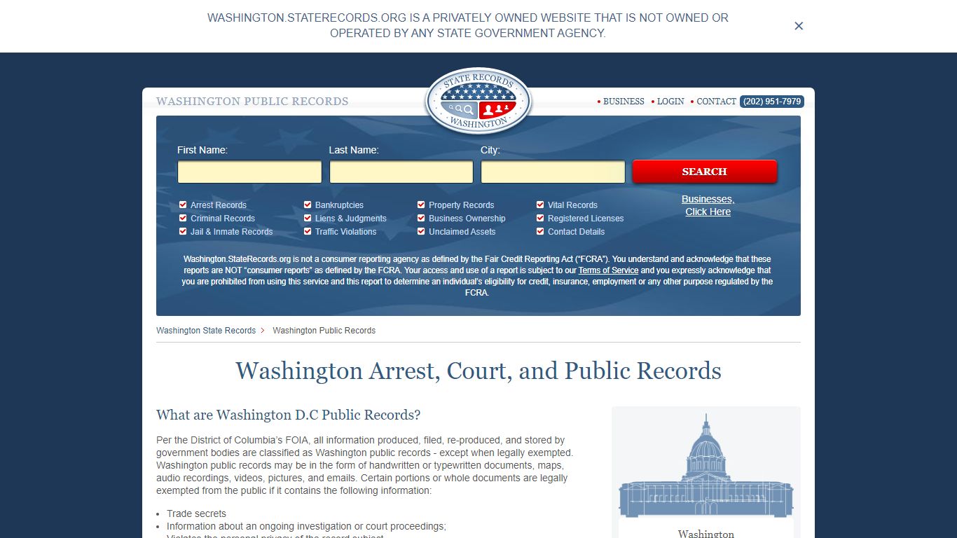 Washington Arrest, Court, and Public Records